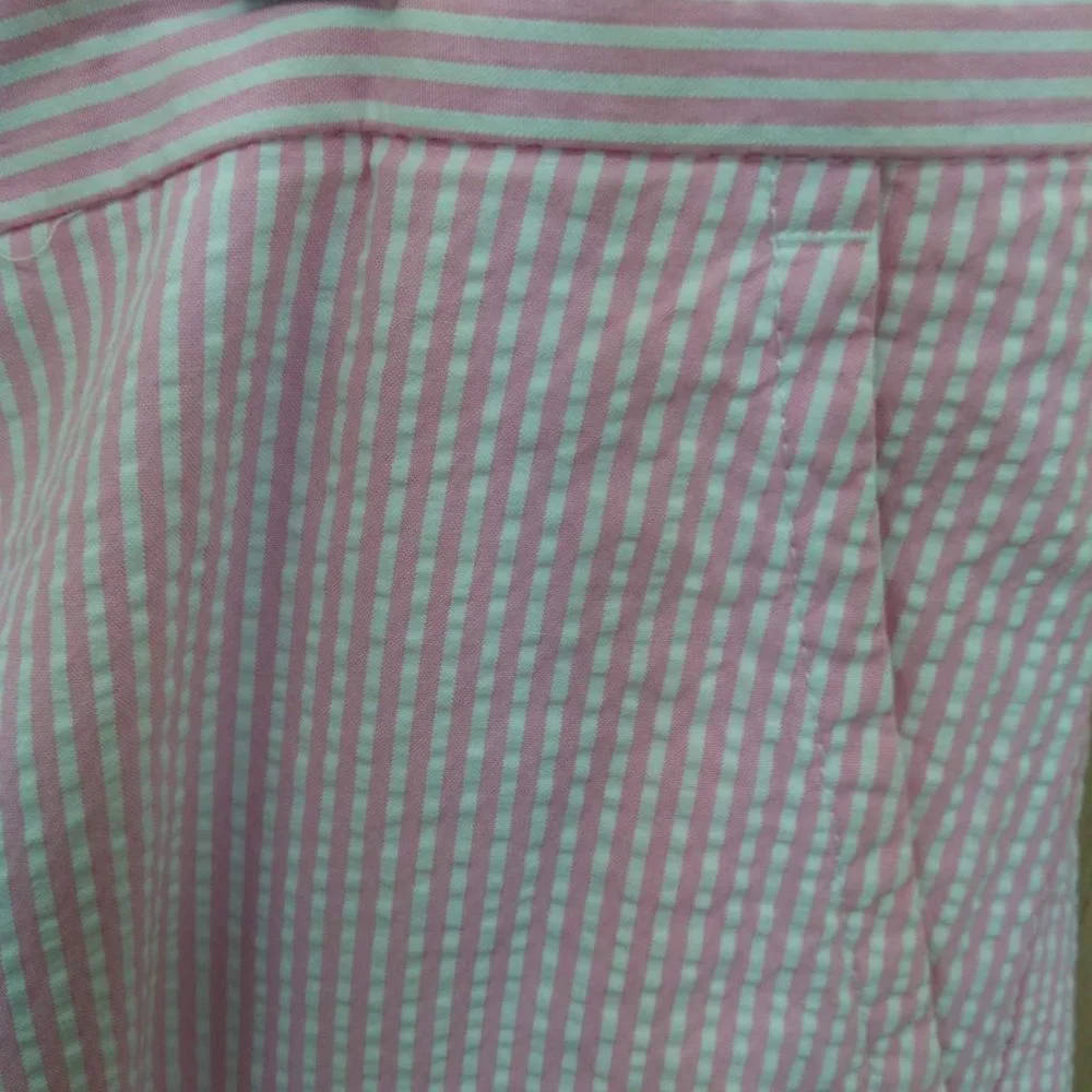 Polo Ralph Lauren pink striped seersucker shorts 38 flat front